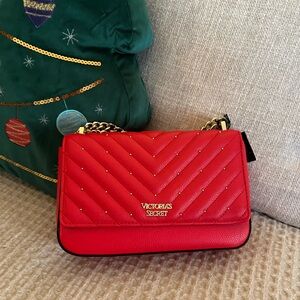 Victoria's Secret Red Shoulder Bag/ Crossbody with Chain Strap